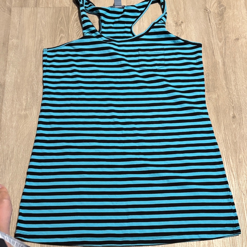 Kaisely Black and Blue Striped Tank Top Dress